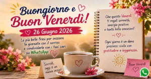Buongiorno e Buon Venerdì! Le più belle frasi per il 26 Giugno 2026 da condividere con i propri cari su WhatsAp