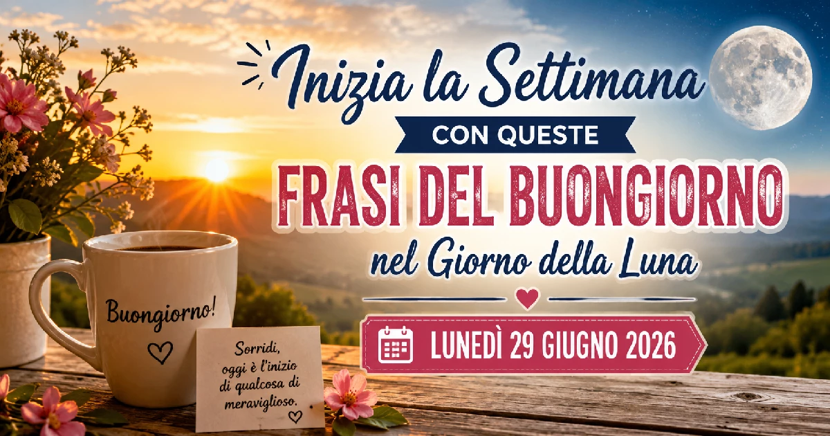 Inizia la Settimana con Queste Frasi del Buongiorno nel Giorno della Luna: Lunedì 29 Giugno 2026