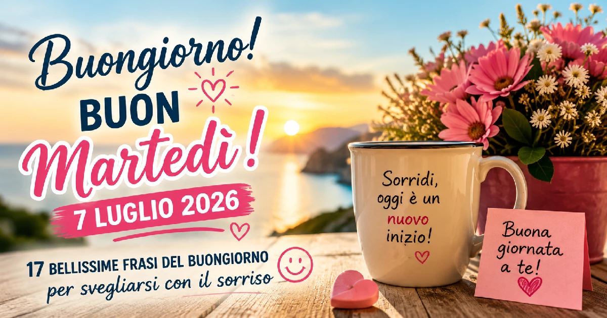 17 bellissime frasi del buongiorno per martedì 7 luglio 2026 per svegliarsi con il sorriso