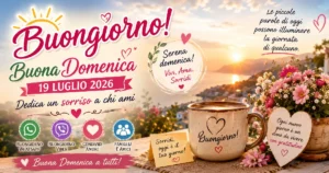 30 Frasi del buongiorno per Domenica 19 Luglio 2026: dedica un sorriso a chi ami