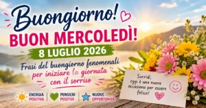 Buongiorno, mercoledì 8 luglio 2026: frasi del buongiorno fenomenali per iniziare la giornata con il sorriso
