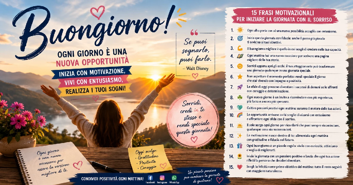 Citazioni del buongiorno per iniziare la giornata con motivazione