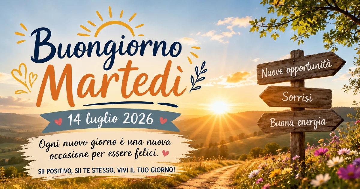 Dai il benvenuto a martedì: le più belle frasi del buongiorno per il 14 luglio 2026