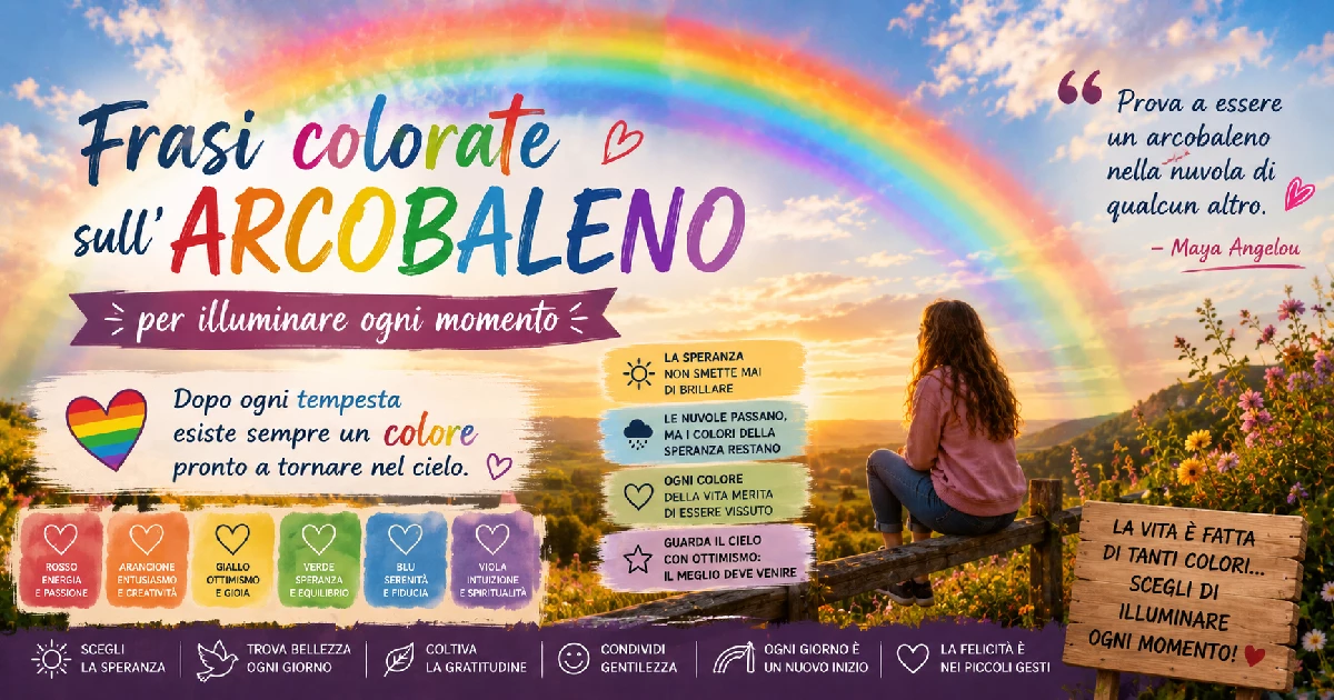 Frasi colorate sull'arcobaleno per illuminare ogni momento