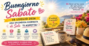 Frasi del buongiorno per sabato 18 luglio 2026: una splendida giornata di sole ti aspetta