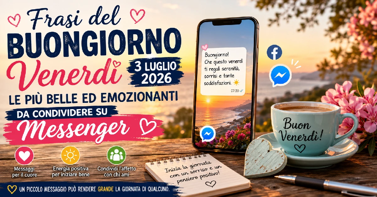Frasi del buongiorno per venerdì 3 luglio 2026: le più belle ed emozionanti da condividere su Messenger