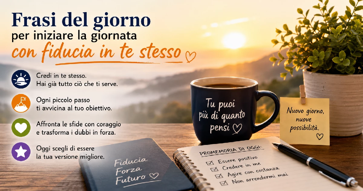 Frasi del giorno per iniziare la giornata con fiducia in te stesso