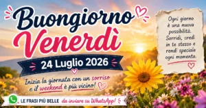 Frasi di Buongiorno per Venerdì 24 Luglio 2026 - immagini e auguri da inviare su WhatsApp