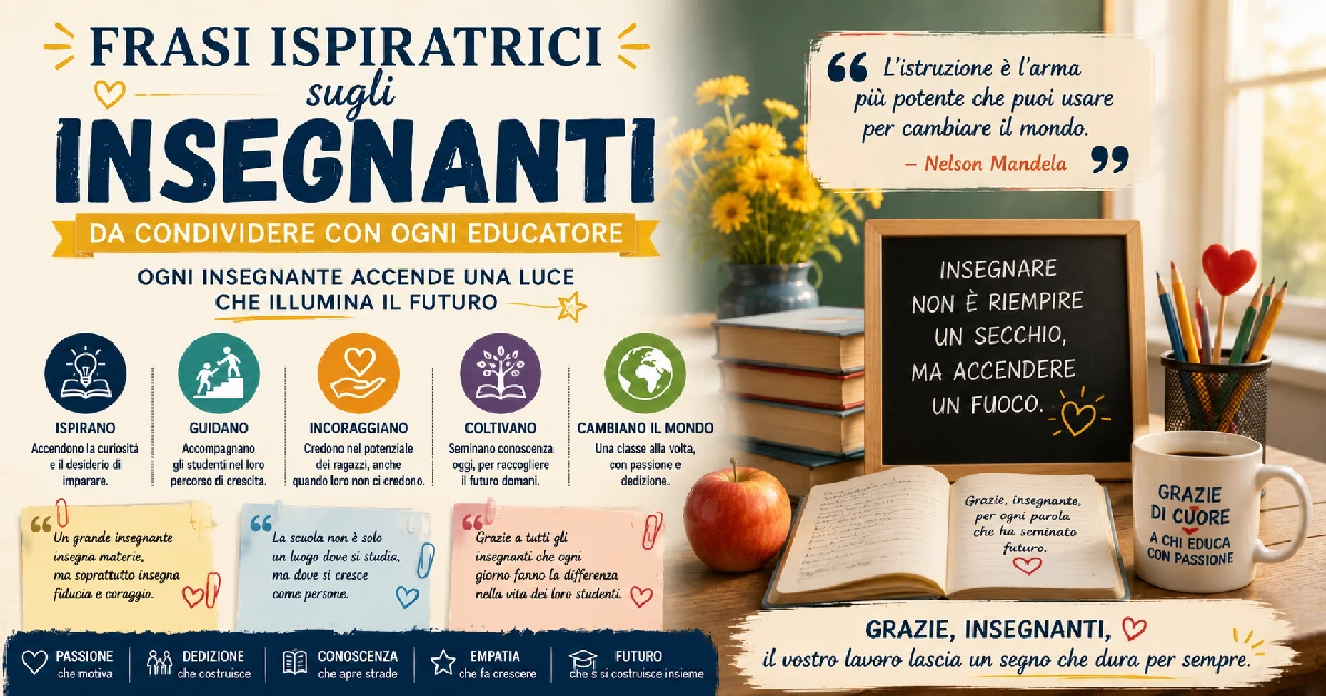 Frasi ispiratrici sugli insegnanti da condividere con ogni educatore