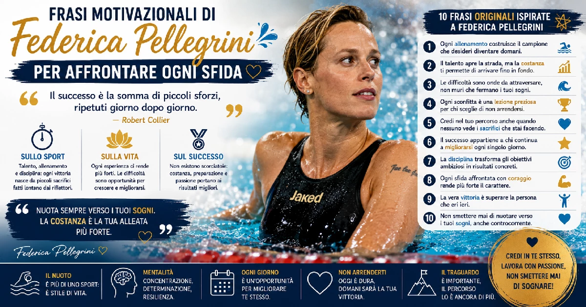 Frasi motivazionali di Federica Pellegrini per affrontare ogni sfida