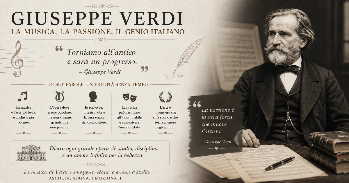 Le citazioni di Giuseppe Verdi che celebrano la musica, la passione e il genio italiano