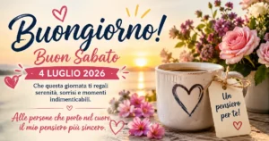 Le migliori frasi del buongiorno per sabato 4 luglio 2026 da dedicare alle persone care
