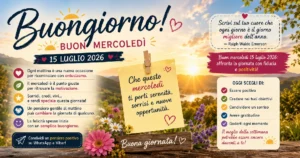 Le più belle frasi del buongiorno per rendere speciale mercoledì 15 luglio 2026
