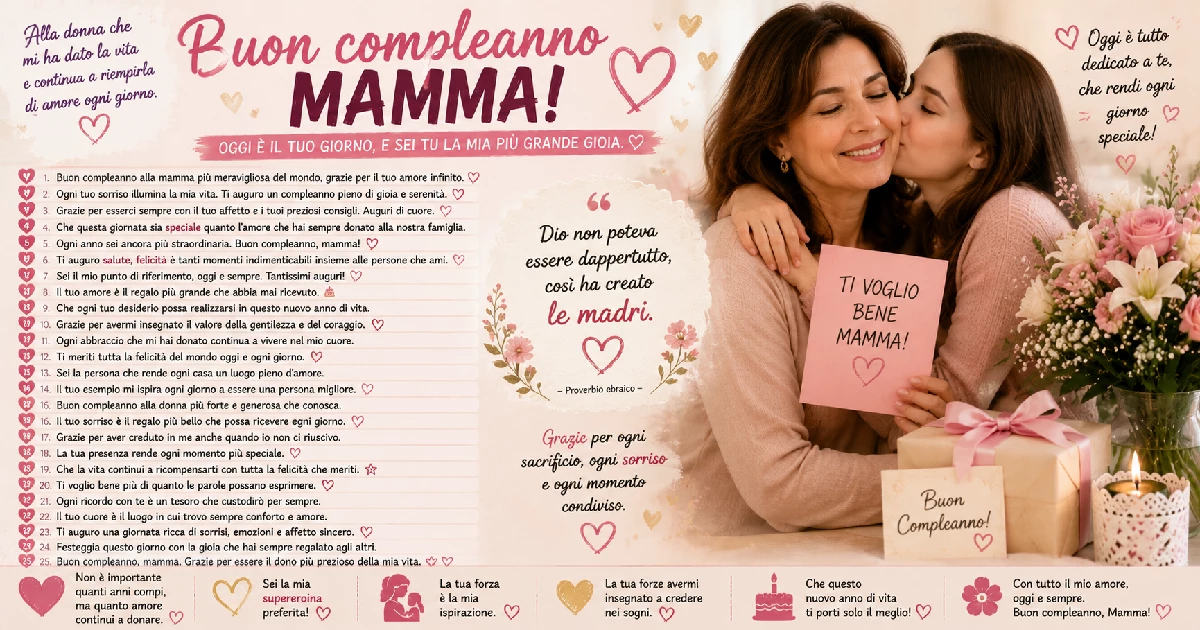 Le più belle frasi di buon compleanno per la mamma che custodirà per sempre