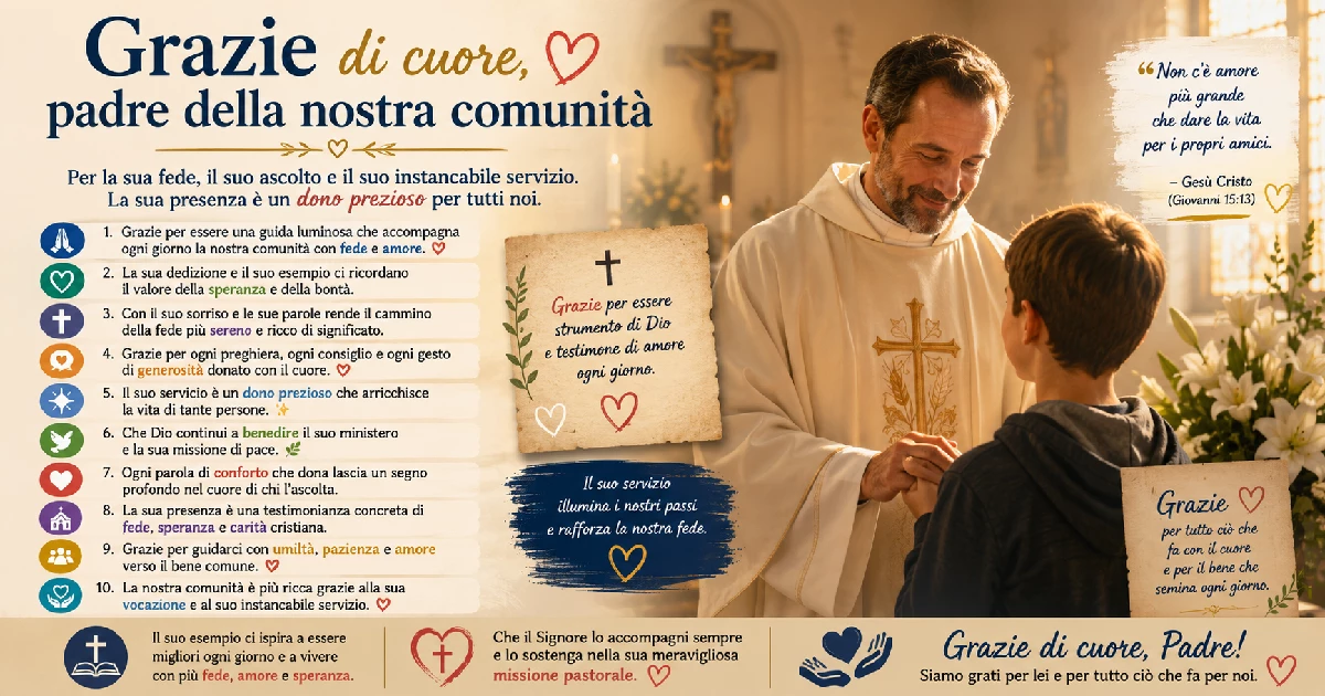 Le più belle frasi e messaggi di ringraziamento per un sacerdote