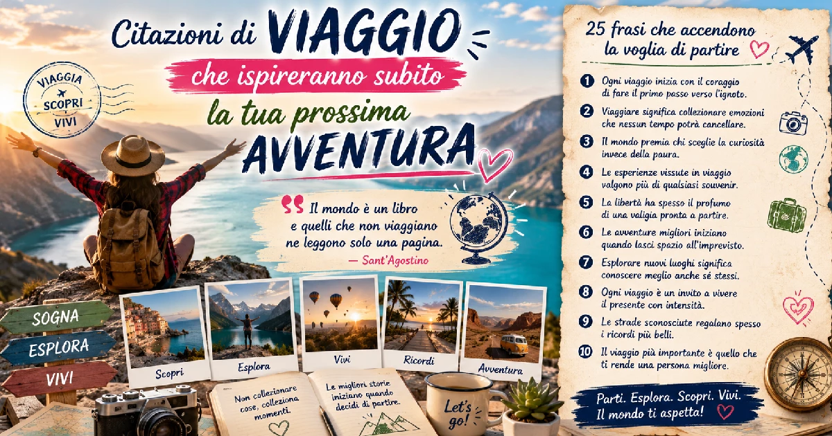Citazioni di viaggio che ispireranno subito la tua prossima avventura